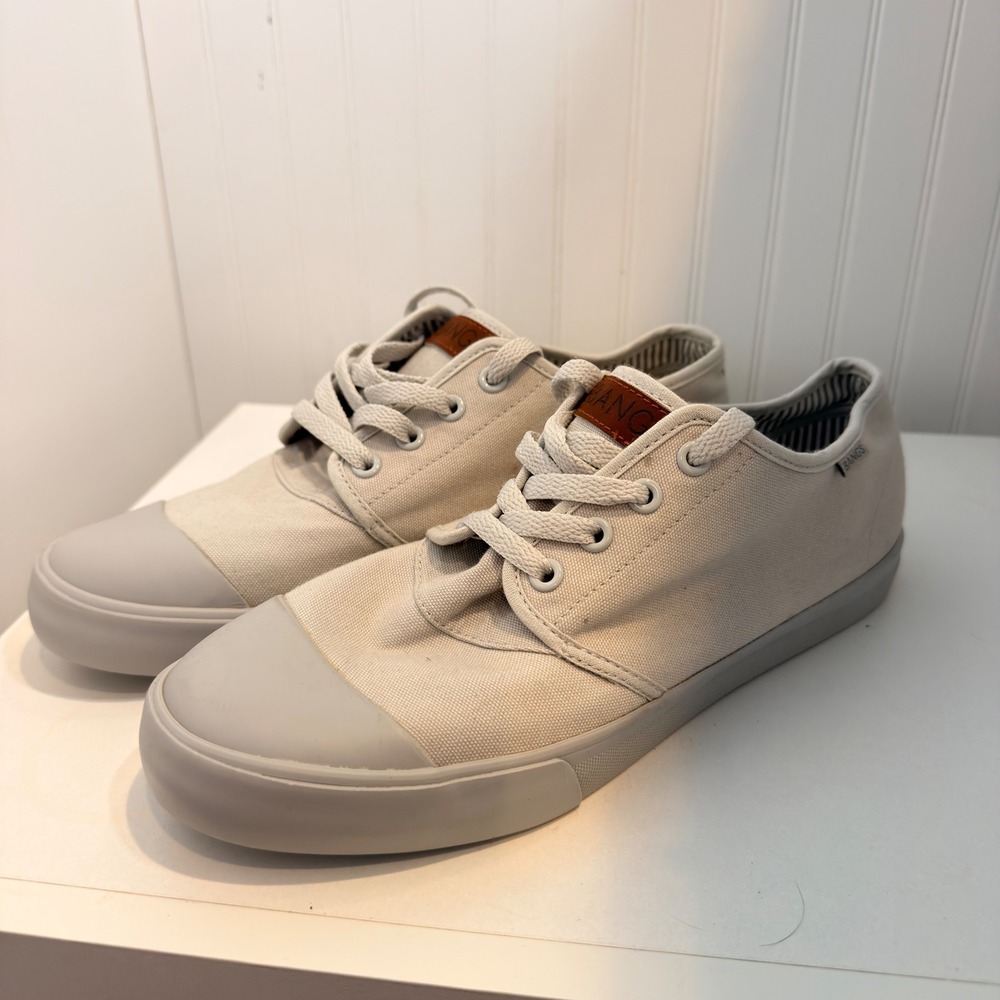 Bangs Low Top Canvas Sneakers Cream Lace Up 8.5-men/10-women Minimalist Shoes
